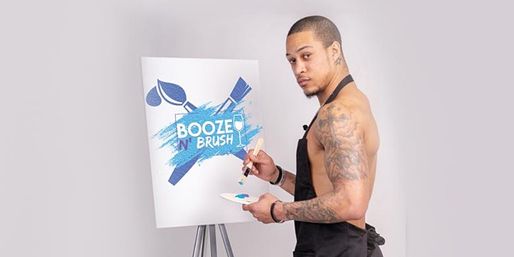 Booze N' Brush Nearly Nude Male Model Painting Class with Pro Instructor: Public or Private Options Available image 10