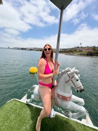 Iconic Pink BYOB Carousel Boat Experience with Upper Terrace, Carousel Horse Prop, and more image 21