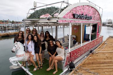 Iconic Pink BYOB Carousel Boat Experience with Upper Terrace, Carousel Horse Prop, and more image 19