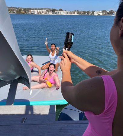 Iconic Pink BYOB Carousel Boat Experience with Waterslide, Upper Terrace, Carousel Horse Prop, and more image 10