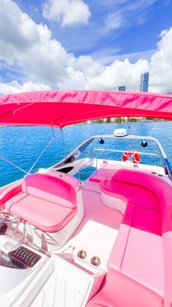 Pink Miami Yacht Rental The Barbie Yacht: 50ft Pink Maxum Yacht Charter image 4