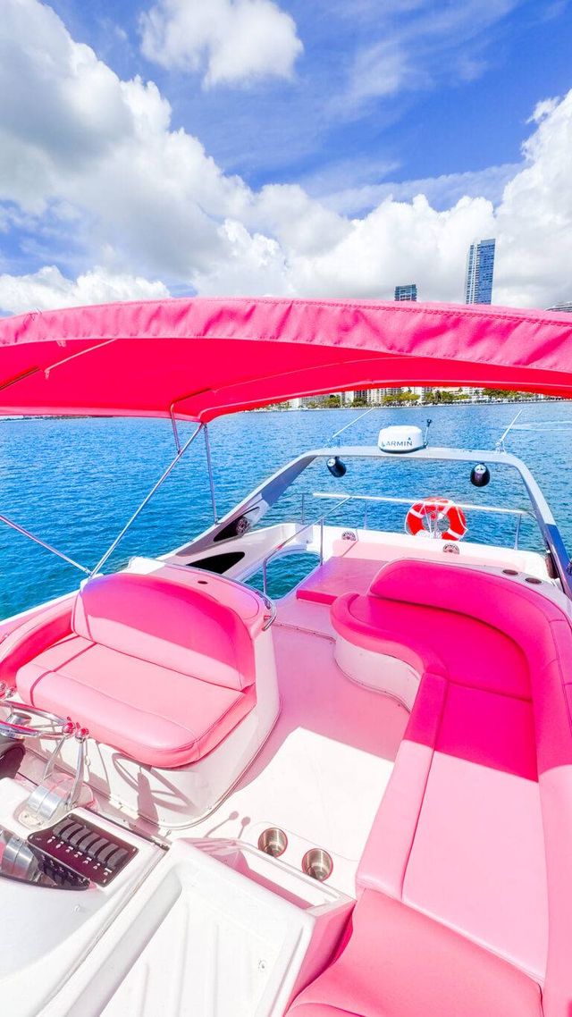 Pink Miami Yacht Rental The Barbie Yacht: 50ft Pink Maxum Yacht Charter image 4