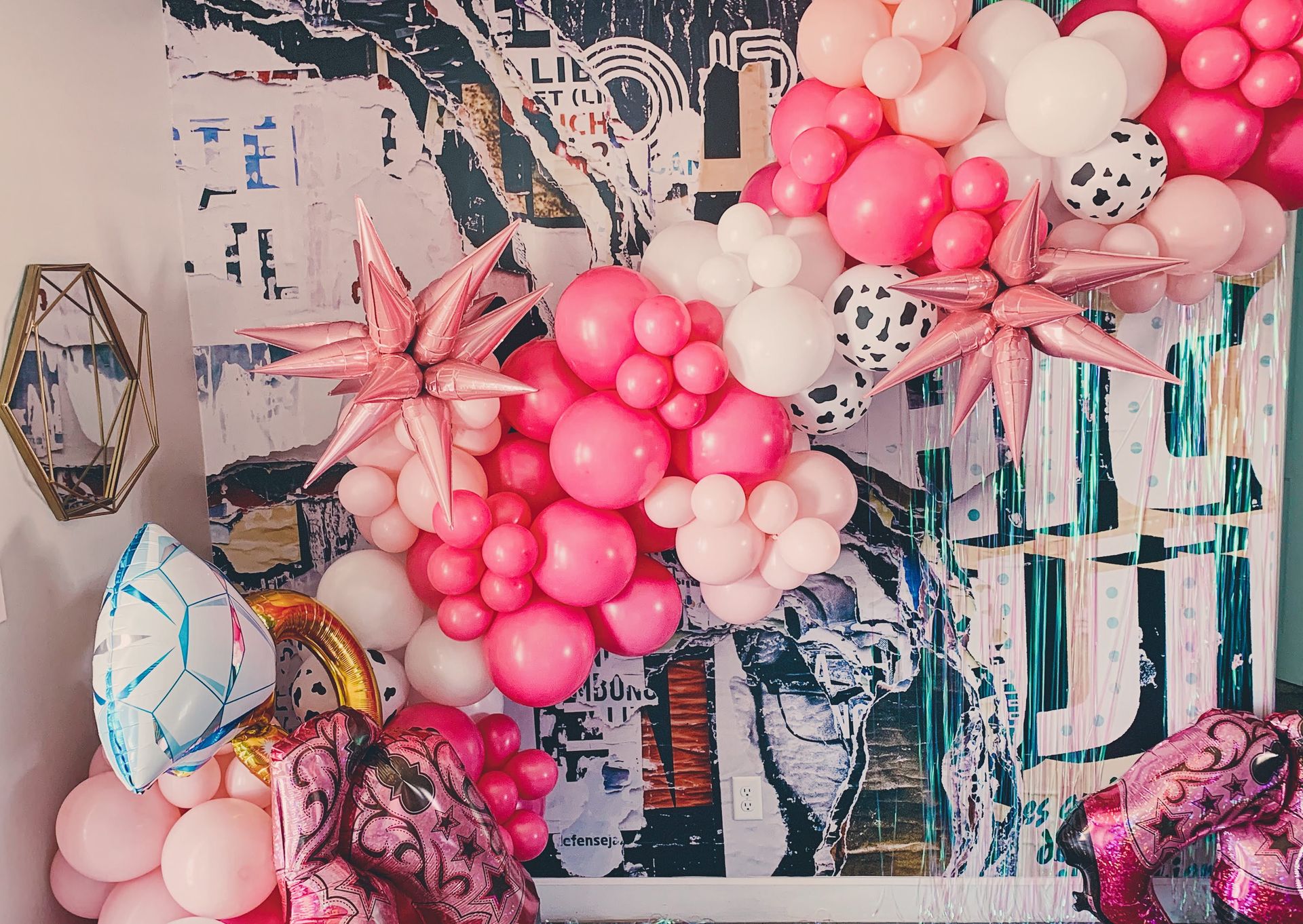 Insta-worthy Fringe Backdrop Party Decoration with 10ft Balloon Garland &  Custom Banner