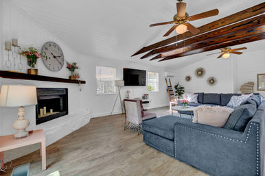 The Pink Haus: Luxe 3BR Retreat 1 Mile from Main Street with Firepit & Cozy Design image 26