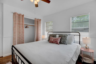 The Pink Haus: Luxe 3BR Retreat 1 Mile from Main Street with Firepit & Cozy Design image 37