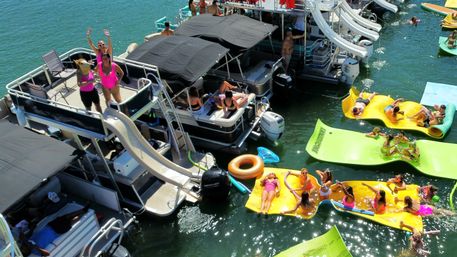 Pontoon Party at Devils Cove on "Sage": Double Decker Pontoon with BYOB, Captain & Waterslide image 12