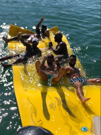 Pontoon Party at Devils Cove on "Sage": Double Decker Pontoon with BYOB, Captain & Waterslide image 13
