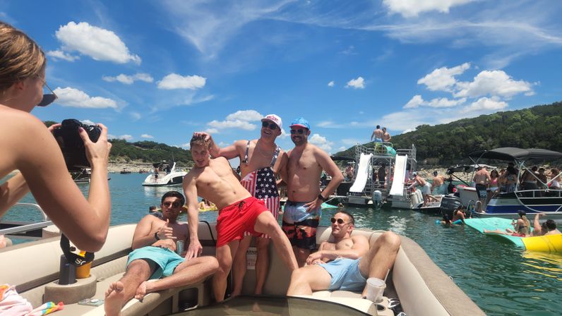 Pontoon Party at Devils Cove on "Sage": Double Decker Pontoon with BYOB, Captain & Waterslide image 5
