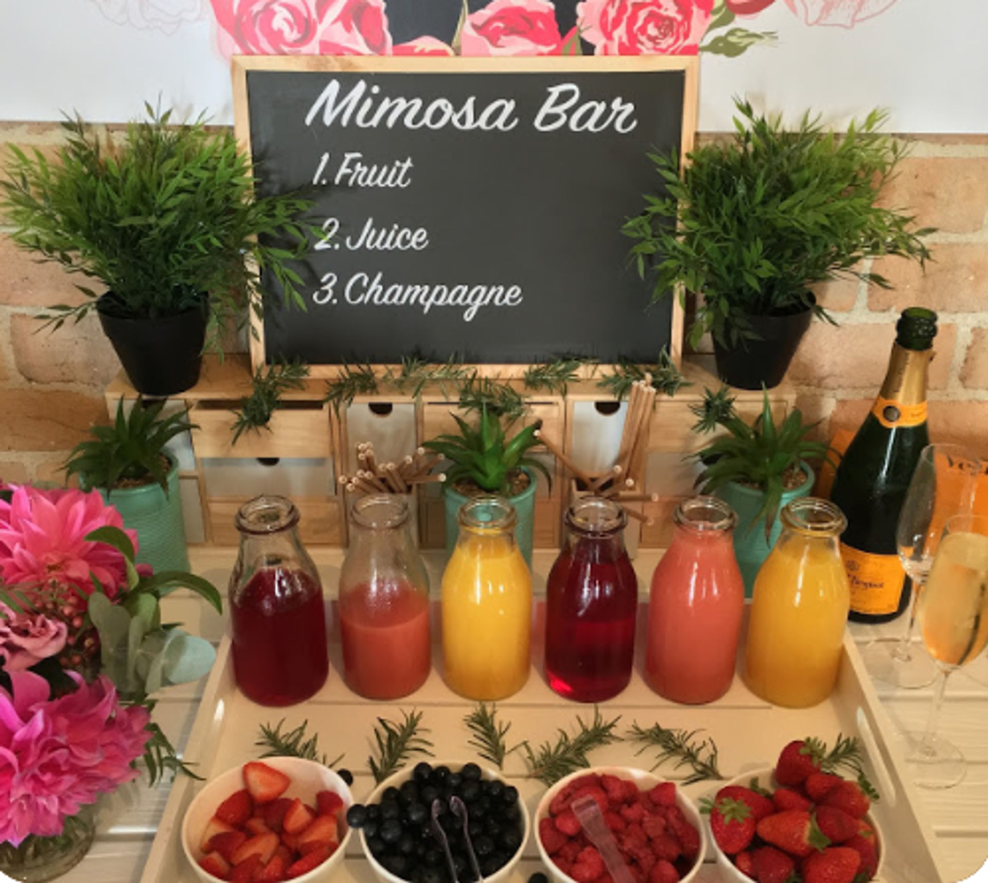 Mimosa Bar with Bevy Cart and Optional Brunch & Charcuterie Add