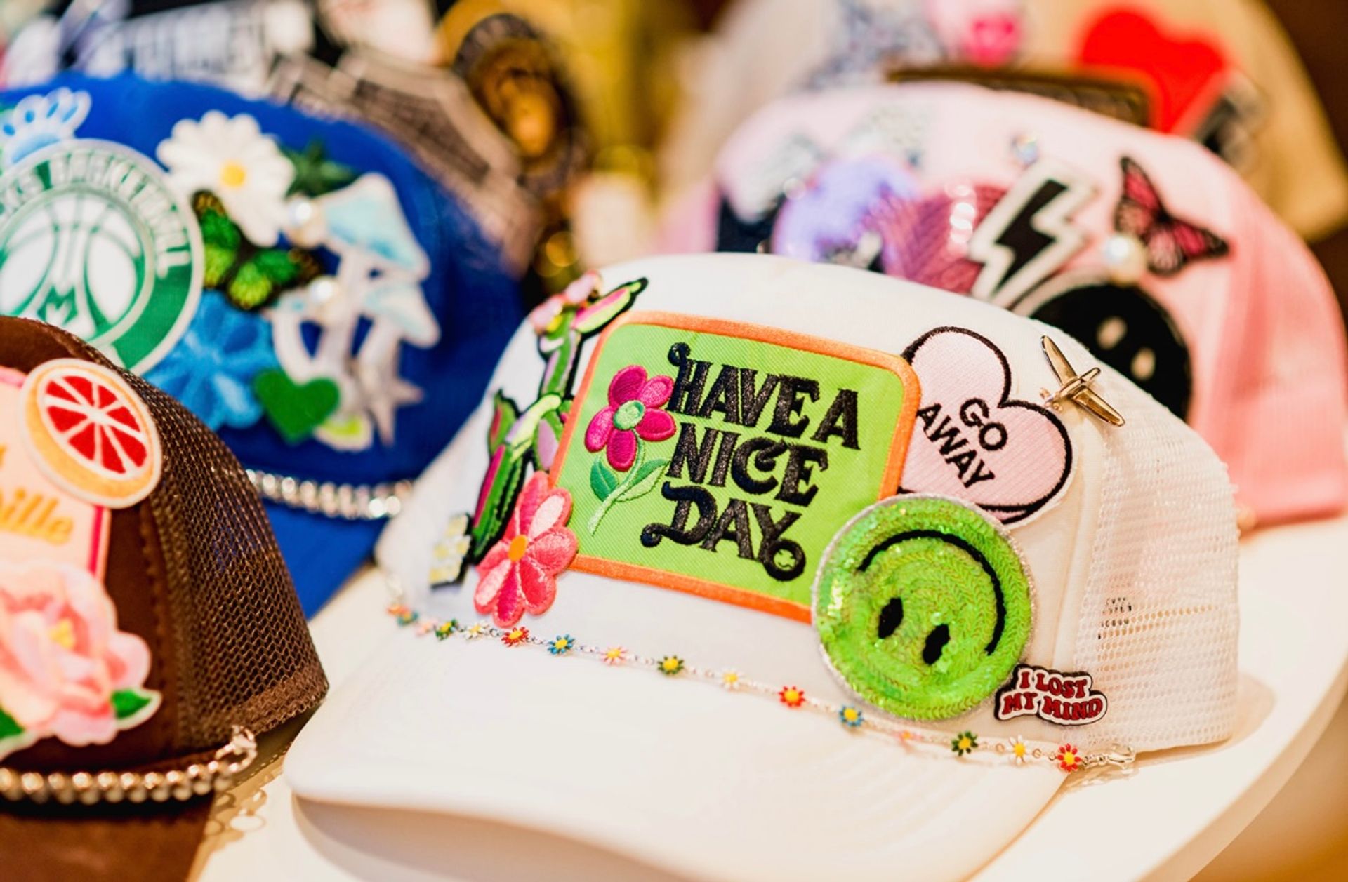 Custom Trucker Hat Bar: Create Your Own Hats with Patches and Pins for Any Vibe image 1