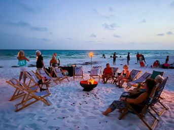 Beach Bonfire Party with Attendant to Group, Setup with Tables & Chairs, S’mores, Tiki Torches, & Bluetooth Speaker Included image 2