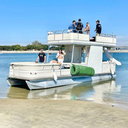 Double-Decker Party Pontoon with Captain: Sip, Jump, Slide & Dance image 1