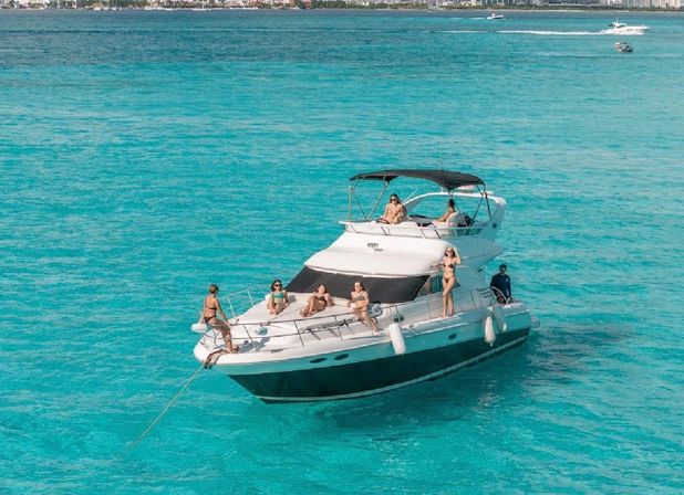 Private 50' Flybridge Luxury Yacht Charter: Cruise & Snorkel around Isla Mujeres & Cancun Lagoon image 13