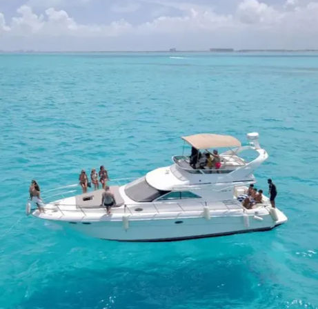 Private 50' Flybridge Luxury Yacht Charter: Cruise & Snorkel around Isla Mujeres & Cancun Lagoon image 3
