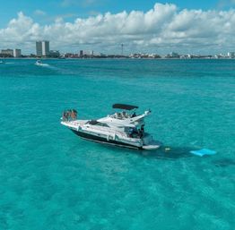 Private 50' Flybridge Luxury Yacht Charter: Cruise & Snorkel around Isla Mujeres & Cancun Lagoon image
