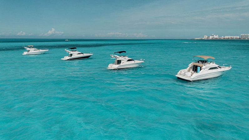 Private 50' Flybridge Luxury Yacht Charter: Cruise & Snorkel around Isla Mujeres & Cancun Lagoon image 5