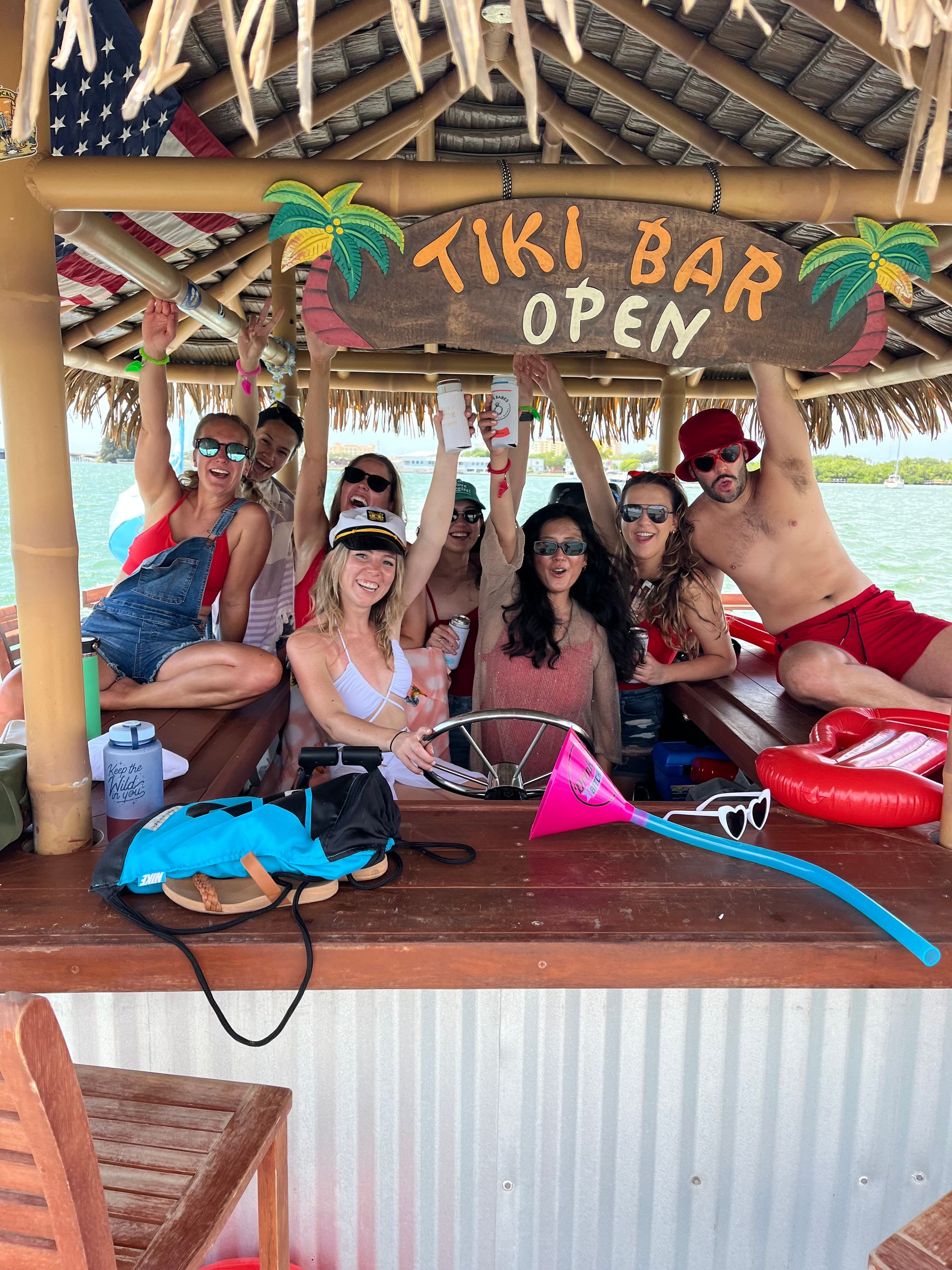 Floating Tiki Boat Party in Tampa: BYOB with Captain & First Mate, Speakers, Shot-ski and more image 1