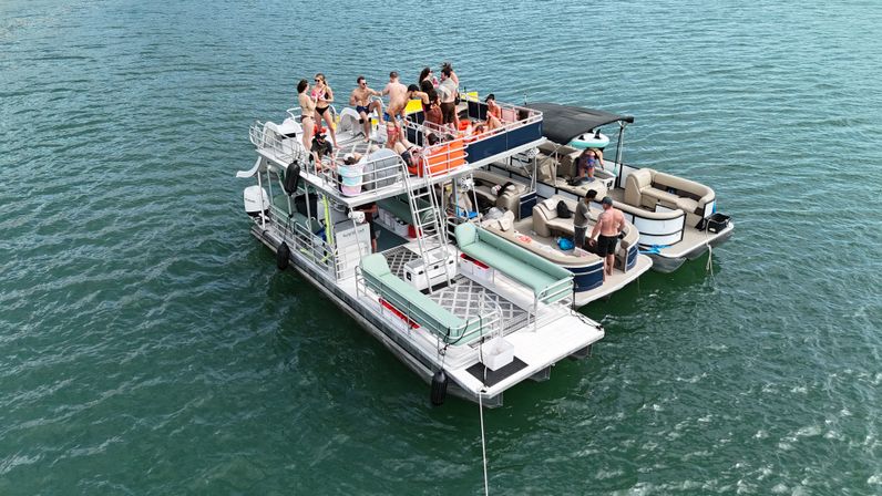 Double Decker Mint Party Boat with Two Waterslides image 6