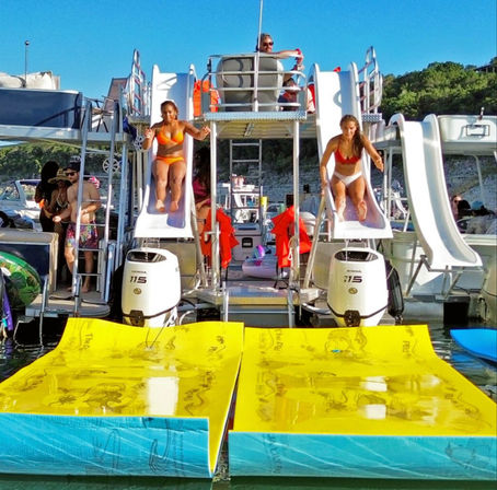 Double Decker Mint Party Boat with Two Waterslides image 1