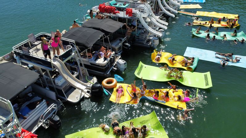 Pontoon Party at Devils Cove on "Nighthawk" Double Decker: BYOB, Captain & Waterslide image 4
