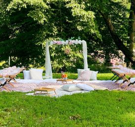 Central Park Iconic Picnic with Silk Floral Arrangements, Faux Floral Garlands, and Custom Luxury Decor Packages with Brunch & Dessert Add-ons image 9