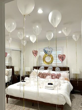 Beautiful Airbnb Decor with Backdrops, Balloon Garlands, Bride Room, Fridge Stocking image 47