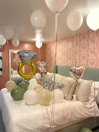 Beautiful Airbnb Decor with Backdrops, Balloon Garlands, Bride Room, Fridge Stocking image 25
