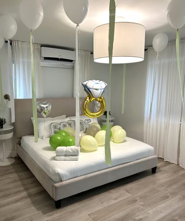 Beautiful Airbnb Decor with Backdrops, Balloon Garlands, Bride Room, Fridge Stocking image 39