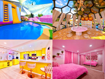 Pink Luxe Spa Retreat: TikTok House with Slide, Jacuzzi, & Stargazing Dome image 1