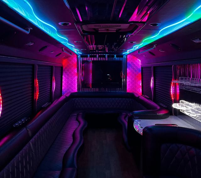 Luxury Party Bus Rental with Stocked Cooler, 4K TV, and 4000W Sound System image 3