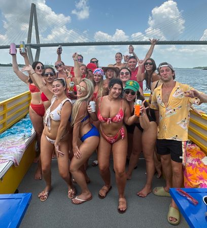 Charleston's Private Party Boat Rooftop Deck & Floating Party Mat BYOB Charter image 2