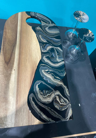 Sip, Create & Celebrate: Resin Charcuterie Board + Wine Glass Art Class image 6