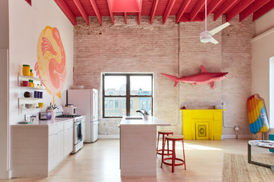 Aloha Bangtel Penthouse with Neon Palm Tree and Pink Shark in Wicker Park image 4