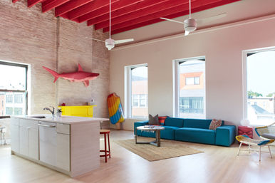 Aloha Bangtel Penthouse with Neon Palm Tree and Pink Shark in Wicker Park image 3