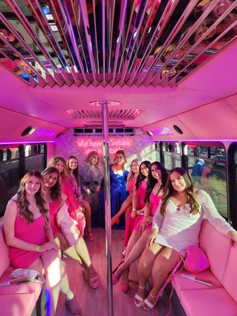 Stunning Pink Party Bus Rental: Day Trip, Night on the Town, Airport Shuttle & More (BYOB) image 2