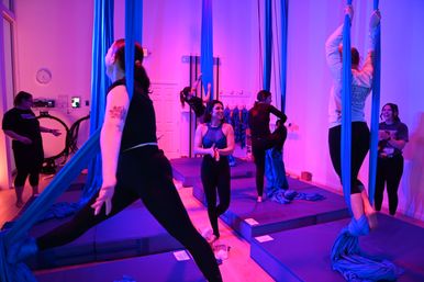 Beginner-Friendly Aerial Fitness Class with Celebratory Champagne & Chocolate Toast image 5