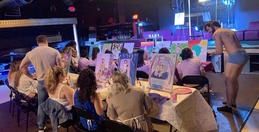 Booze N' Brush Nearly Nude Male Model Painting Class with Pro Instructor: Public or Private Options Available image 10