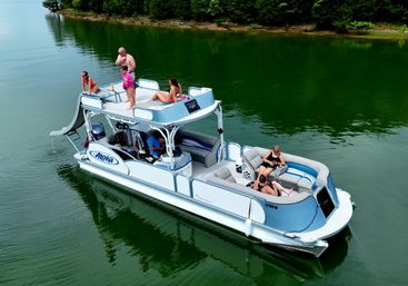 Rowdy Boat NEW 2026 Double Decker Slide Boat at Party Cove on Percy Priest with BYOB, Huge Lily Pad, 4 Man Raft for Tubing, and More (Up to 16 Passengers) image
