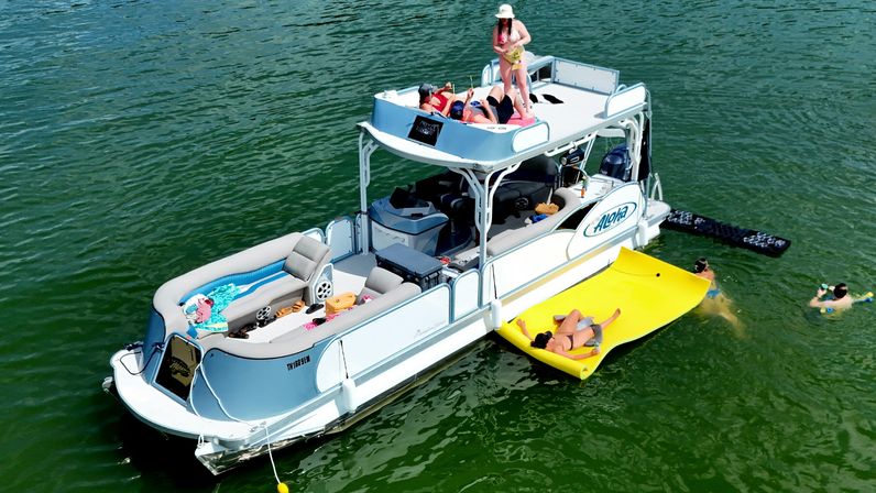 Rowdy Boat NEW 2026 Double Decker Slide Boat at Party Cove on Percy Priest with BYOB, Huge Lily Pad, 4 Man Raft for Tubing, and More (Up to 16 Passengers) image 3