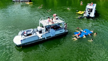 Rowdy Boat NEW 2026 Double Decker Slide Boat at Party Cove on Percy Priest with BYOB, Huge Lily Pad, 4 Man Raft for Tubing, and More (Up to 16 Passengers) image 2