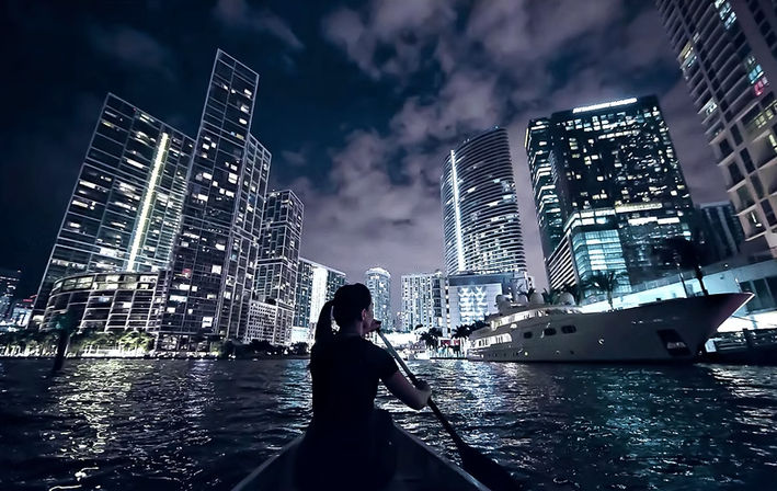 Miami City Lights Night Adventure on Glow Up SUPs or LED Kayaks image 2