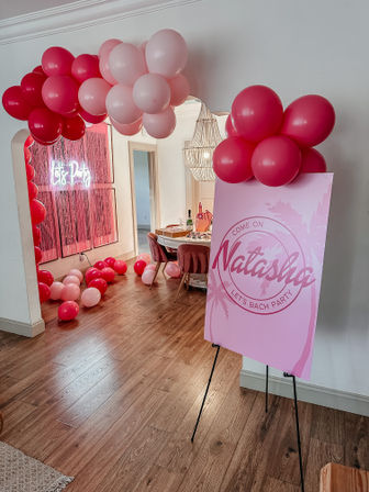 Pre-Arrival Party Setup & Kitchen Stocking with Backdrops, Neon Signs, Balloons, Room Deco, Floaties and more image 7