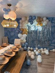 Pre-Arrival Party Setup & Kitchen Stocking with Backdrops, Neon Signs, Balloons, Room Deco, Floaties and more image 5