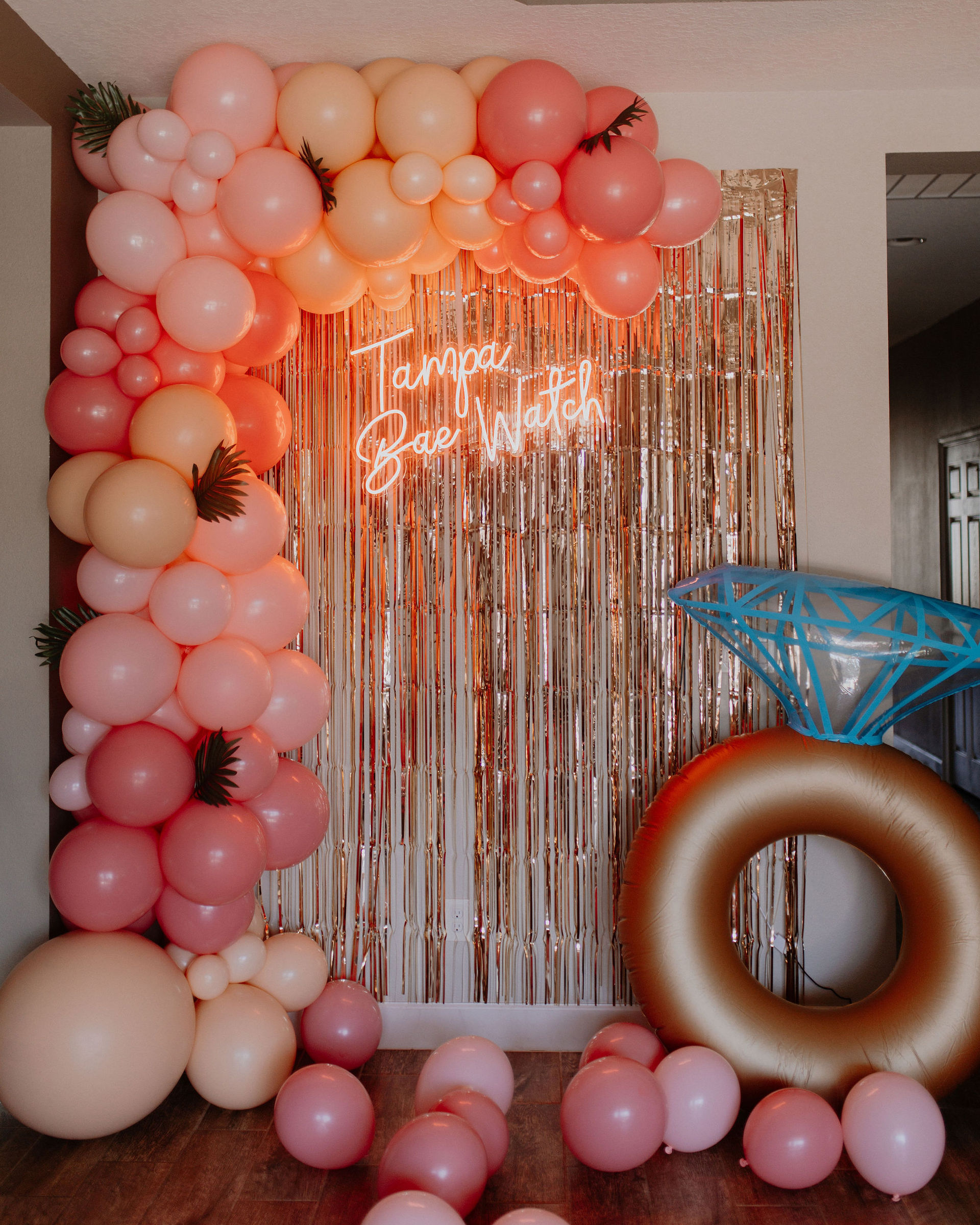 Pre-Arrival Party Setup & Kitchen Stocking with Backdrops, Neon Signs, Balloons, Room Deco, Floaties and more image 11