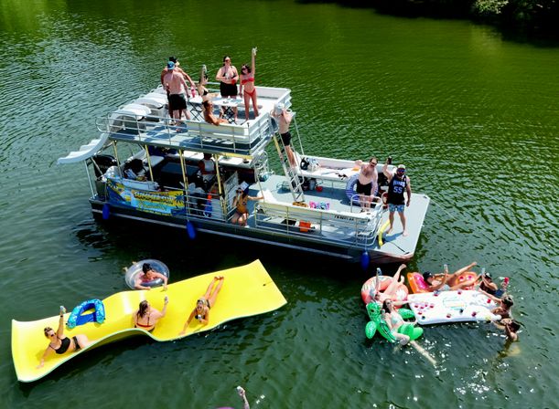 Rowdy Boat 30ft Double Decker Triple Slide Pontoon Party on Percy Priest (Up to 22 Passengers) image 1
