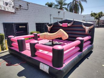 Pink Party Mechanical Bull Party with Naughty Interchangeable Riding Parts image 1