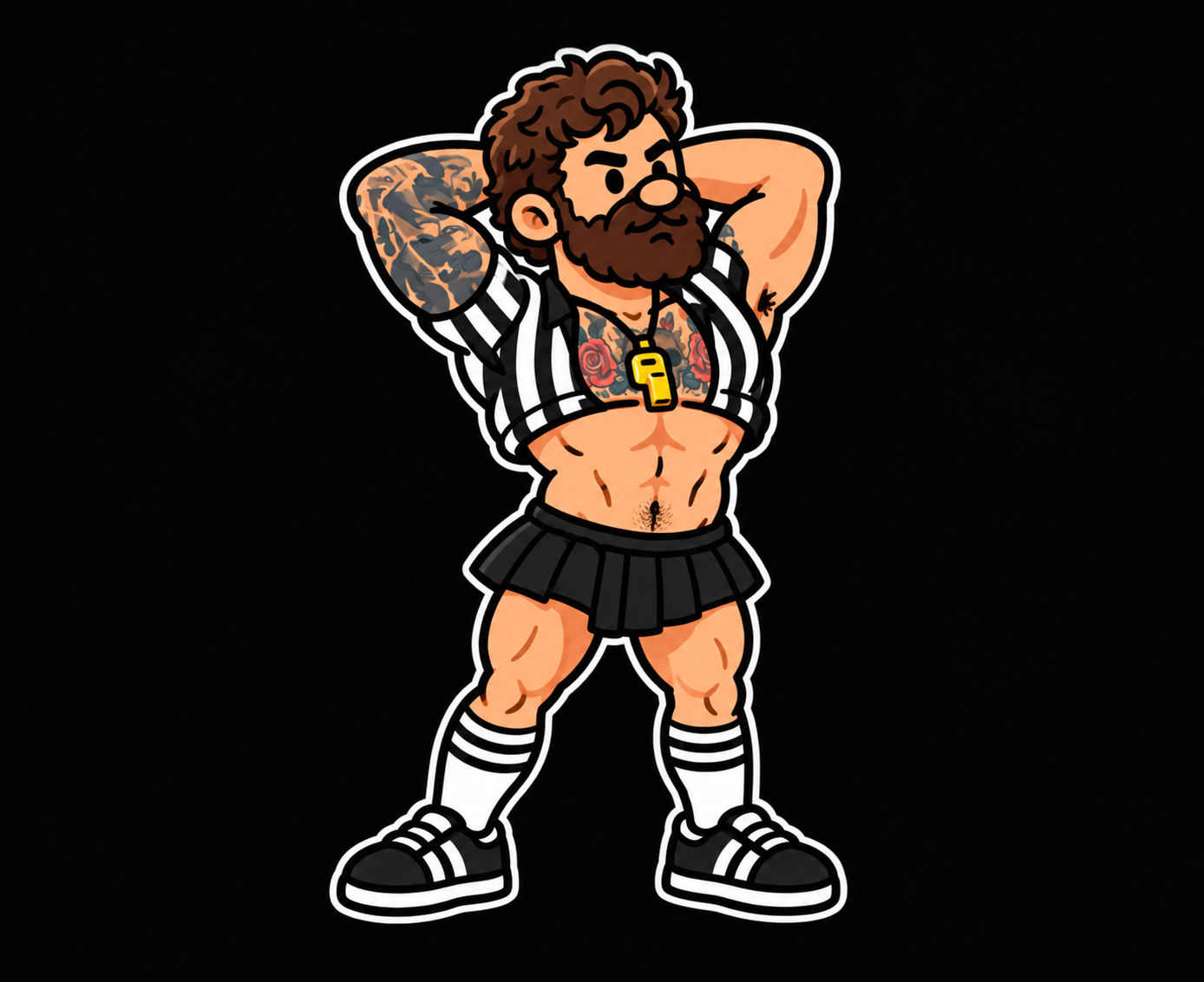 Big Fat Party muscular referee mascot