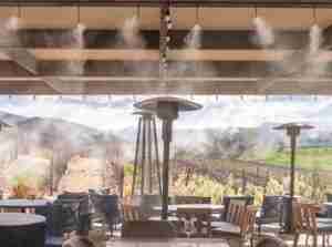 misting system installed in a resort and vineyard