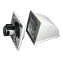 front view of 12” Hood Style Exhaust Fan, Aluminum Shutter