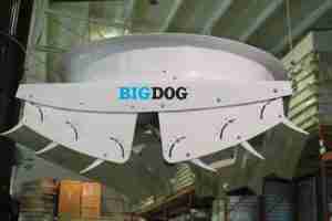 front view of Big Dog Fans installed at a factory warehouse